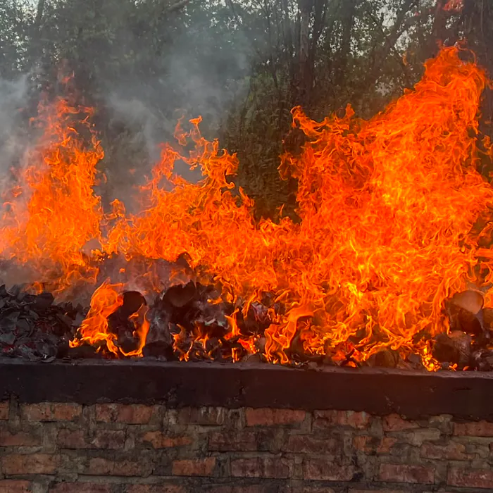 Kiln at peak carbonization temperature