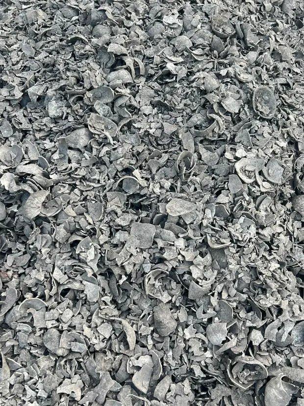 Close-up of finished coconut shell charcoal